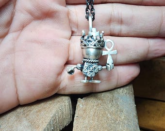 Der Kaiser – Tarot-Anhänger aus Sterlingsilber, handgefertigter okkulter Schmuck, Gothic-Fantasy-Halskette