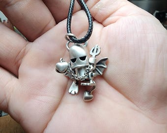 Kleiner Teufel-Tarot-Anhänger, Teufelskette aus Sterlingsilber, Gothic-Tarot-Schmuck, handgefertigter Silberanhänger, okkulter Schmuck, Dark Fantasy