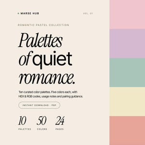 Romantic Pastel Color 10 Palette Bundle | HEX RGB Codes | Procreate Canva Illustrator | Graphic Design Resource | Digital Download