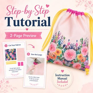 DIY gift for sewing lovers featuring a simple drawstring backpack pattern with clear measurements, supply guidance, written steps, and photos.