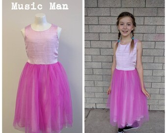 Vêtements Steampunk recyclés, Costume pour enfants, Danseurs, Production de théâtre musical, Robe en dentelle rose, Taille jeune