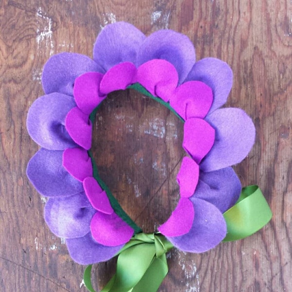 Flower Headpiece - Purple Felt - Flower Costume - Flower Crown -Alice in Wonderland - Flower Fairy