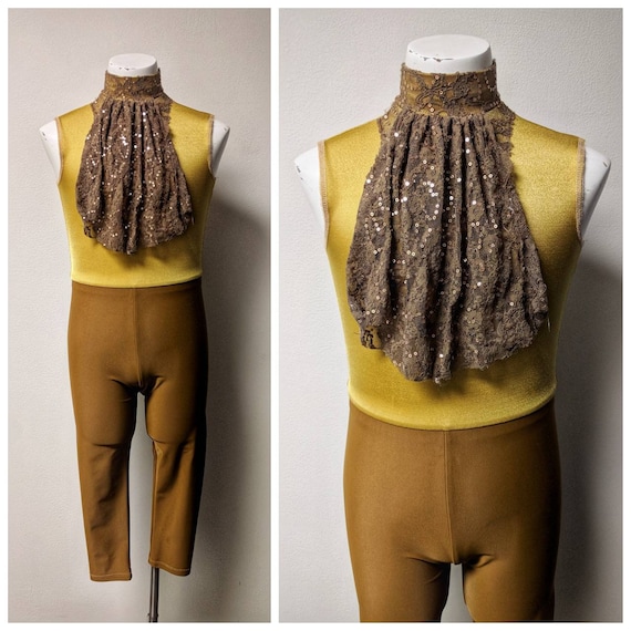 Vintage Dance Costume, Vintage Gold Dance Costume,