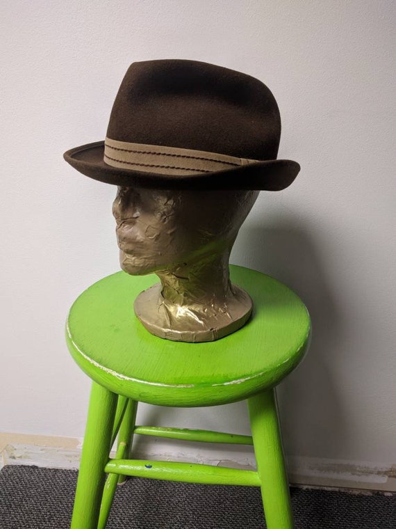 Vintage Steampunk Clothing, Brown Wool Felt Hat, V