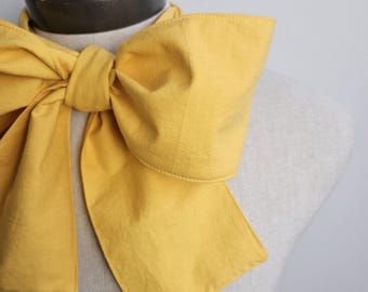 Upcycled Steampunk Clothing, Mad Hatter Bow Tie, Cotton Bow Tie, Honey Yellow Cotton Fabric, Alice in Wonderland, Tim Burton