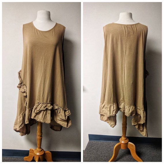 Vintage Clothing, Vintage Taupe Dress, Mid Length… - image 1