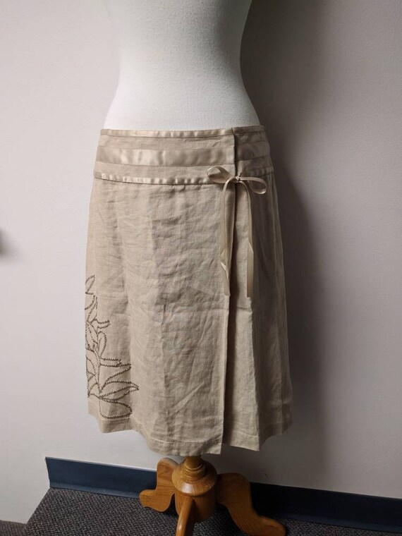Vintage Clothing, Vintage Beige Linen Skirt, Tan … - image 2