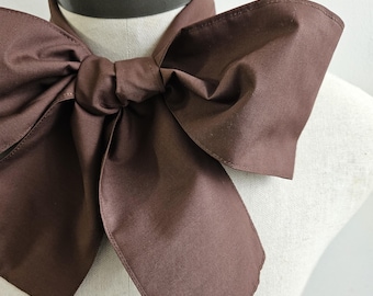 Upcycled Steampunk Clothing, Mad Hatter Bow Tie- Alice in Wonderland (Brown Cotton) Neck Tie, Handmade Bow Tie