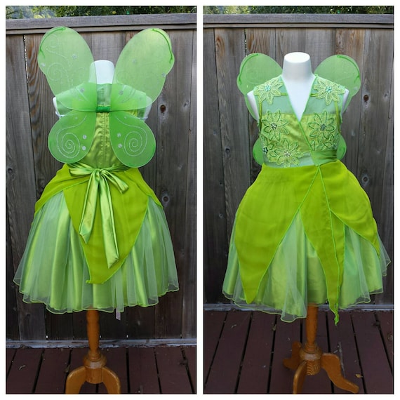 Upcycled Clothing, Custom Tinkerbell Fairy Costume (lime Green Dress, Skirt  and Wings) Tinkerbell and Friends, Custom Girls Size 8, 10, 12 - Etsy