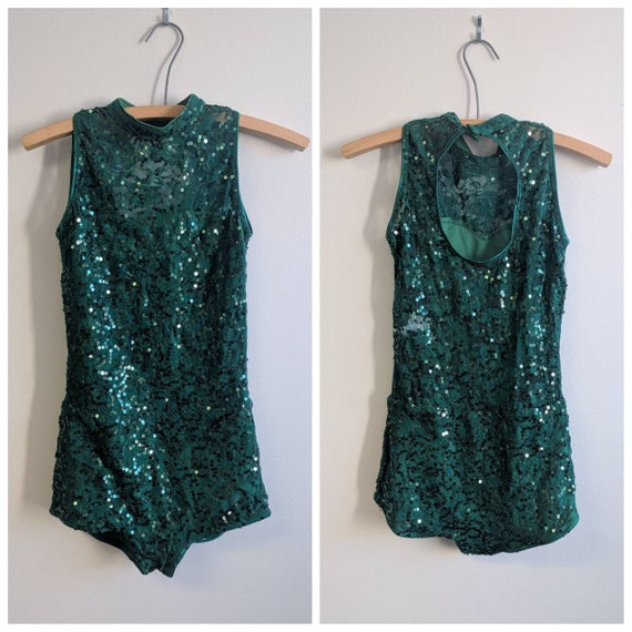 Vintage Dance Costume, Vintage Dark Green Dance Co