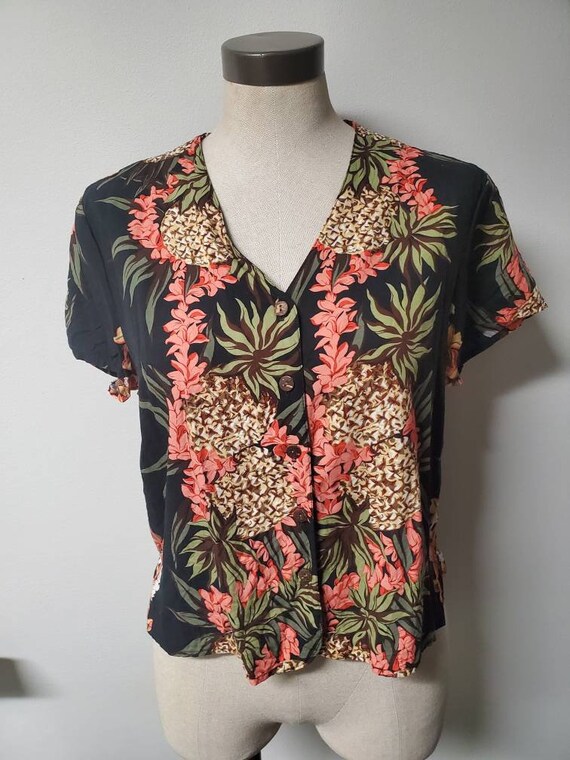 Vintage Clothing, Hawaiian Ladies Blouse Orange a… - image 2