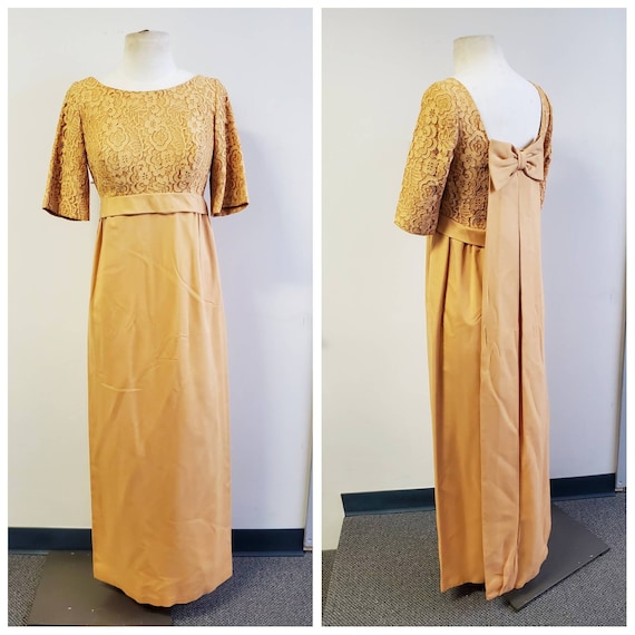 Vintage Clothing 1960s Maxi Dress Mustard Yellow … - image 1