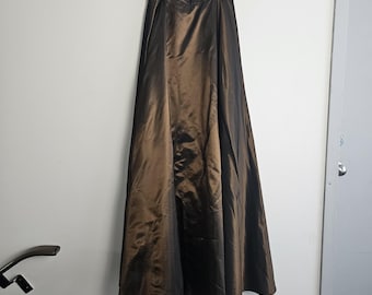 Vintage Clothing, 1990s Brown Taffeta Evening Skirt Bronze Prom Dress Skirt Dark Brown Full Length Formal Skirt, Opera Skirt, Ladies Size 8