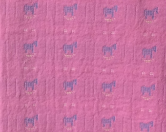 Vintage Fabric 1990s Cotton Canvas Home Decor Fabric, Pink Floral Print 2.7 yard/2.5 metre piece, 55 inches wide