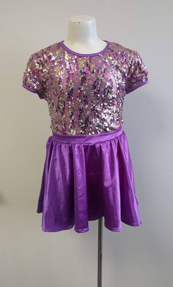 Vintage Dance Costume, Vintage Purple Sequin Danc… - image 2