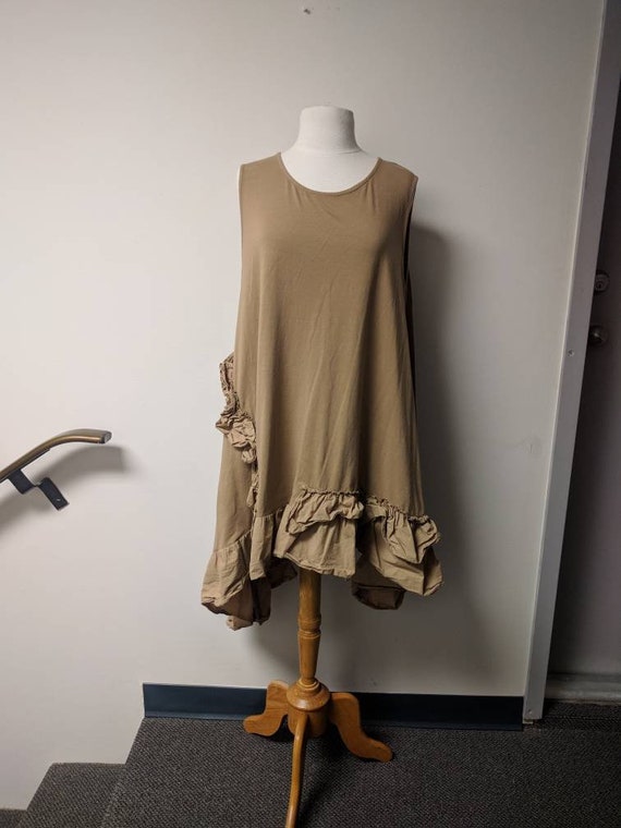 Vintage Clothing, Vintage Taupe Dress, Mid Length… - image 2