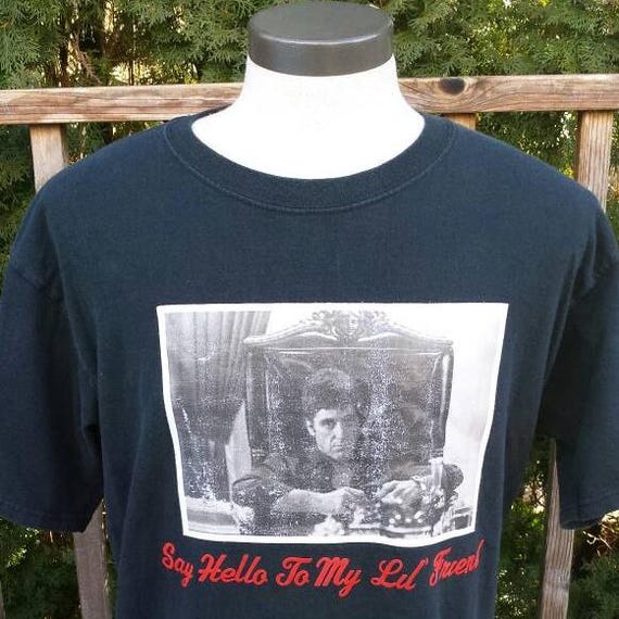 Vintage Clothing, Vintage T-Shirt, Say Hello To My Lil Friend T-Shirt, Tony Montana Scarface Graphic Tee, 100% Cotton, Mens Size L