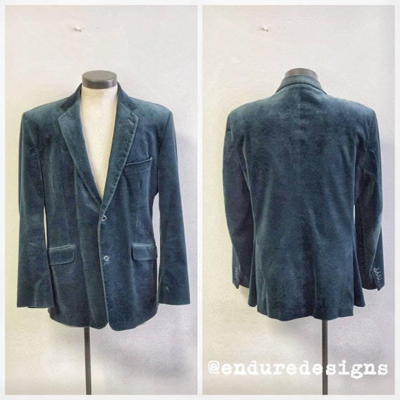 Vintage Clothing, Vintage Mens Velvet Blazer, Dark