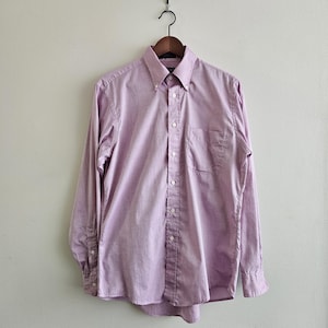 Vintage Clothing, Mens Lilac Purple Cotton Shirt, Vintage Hathaway Brand Mens Cotton Button-up Shirt, Mens Size Small 34, 15.5 Neck