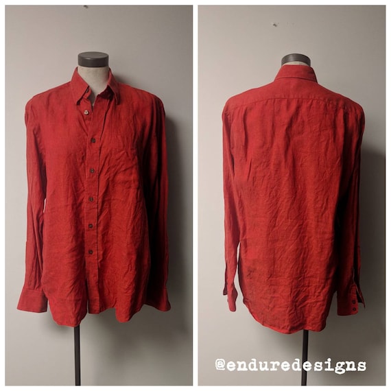 Vintage Clothing, Vintage Ladies Linen Button-up S