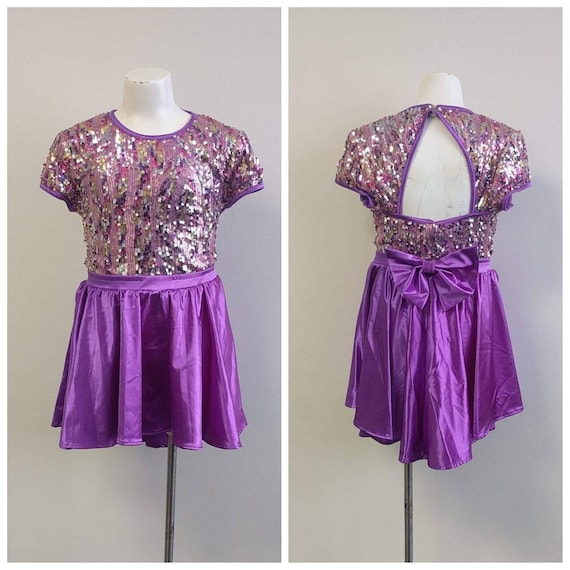 Vintage Dance Costume, Vintage Purple Sequin Danc… - image 1