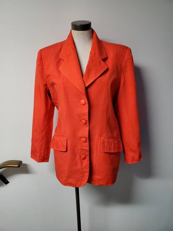Vintage Clothing, Orange Silk Blazer, Vintage Lad… - image 2