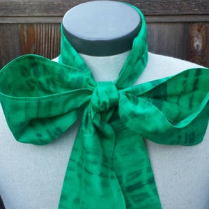 Upcycled Steampunk Clothing, March Hare Cravat/Bow Tie - Alice in Wonderland (Emerald Green Batik Cotton Print) Neck Tie