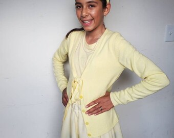 Upcycled Clothing 1950's Costume Ladies Yellow Skirt, Petticoat, T-Shirt, Cardigan, Cindy from At the Bandstand Musical Theatre, Youth Size
