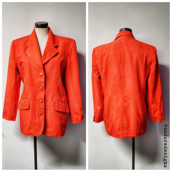 Vintage Clothing, Orange Silk Blazer, Vintage Lad… - image 1