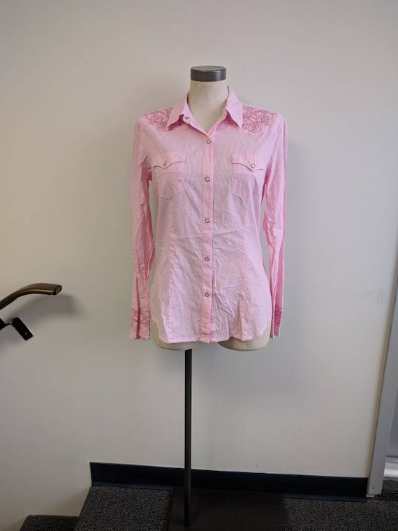 Vintage Clothing, Ladies Pink Western Shirt Pink … - image 6