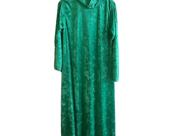 Upcycled Clothing Merlin Costume Green Crushed Velvet Long Sleeved Full Length Gown Grimm Fairytale Costume Once Upon  Mattress Youth Size