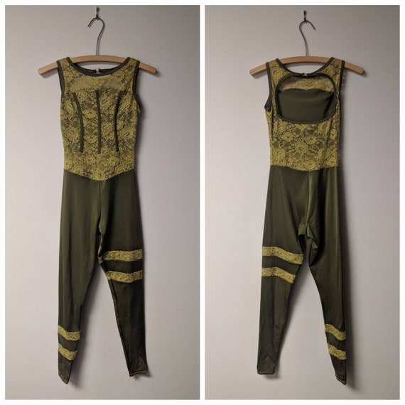 Vintage Dance Costume, Vintage Olice Green Dance C