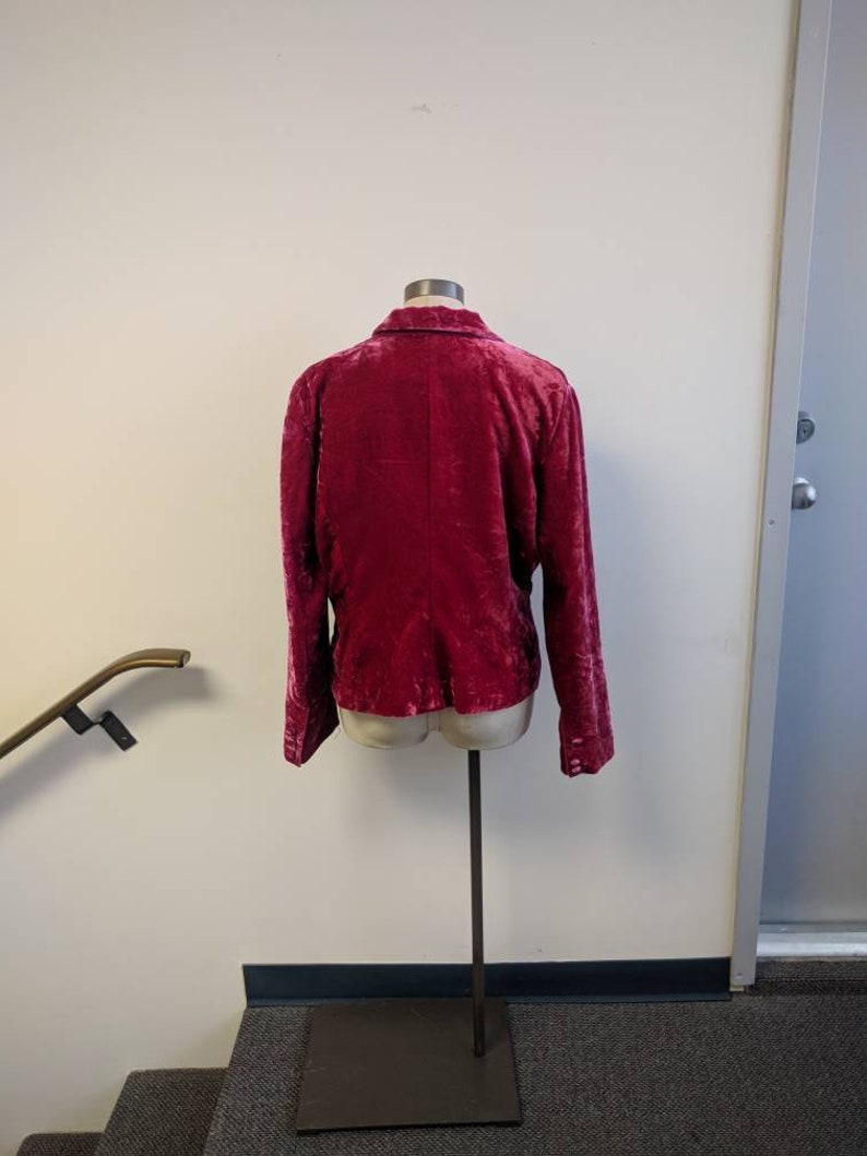Pink Crushed Velvet Blazer Mantles Brand Vintage Clothing Dark Pink Velvet Jacket Ladies Size 14 Vintage Ladies Velvet Jacket