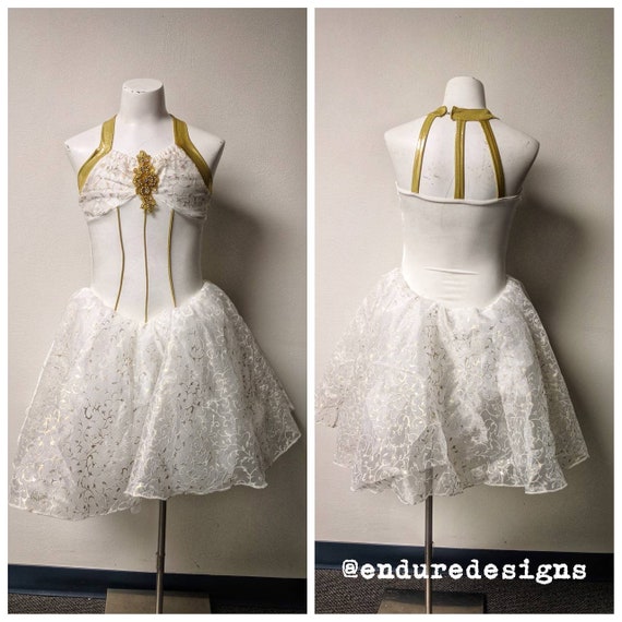 Vintage Dance Costume, Vintage Gold and White Danc