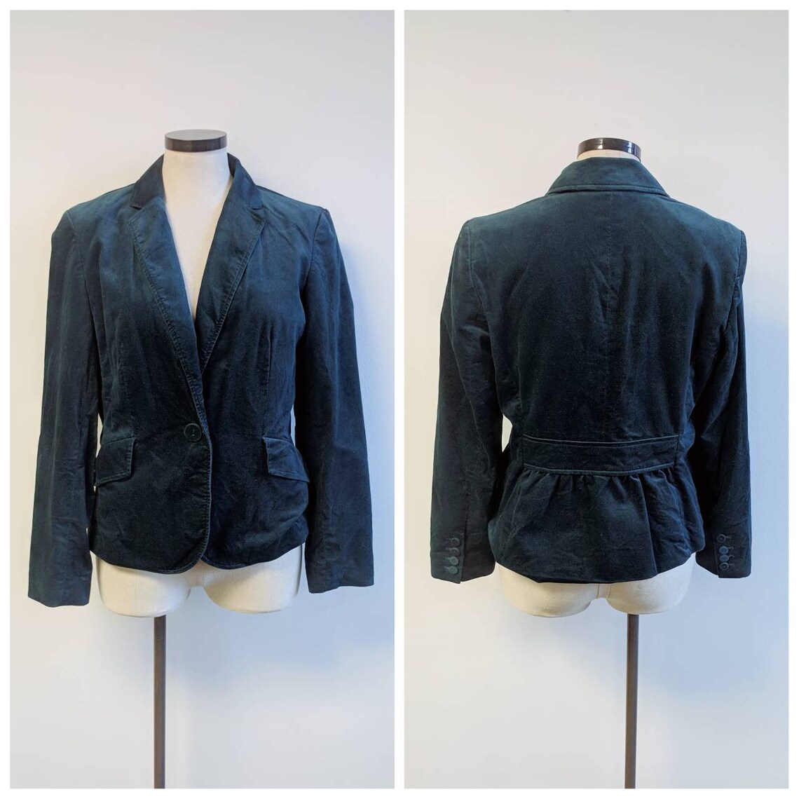 Vintage Clothing Dark Teal Blue Velvet Jacket Vintage Ladies - Etsy