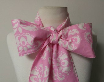 Upcycled Clothing Mad Hatter Bow Tie, Alice in Wonderland, Pink Cotton Print Bow Tie Costume Accessory