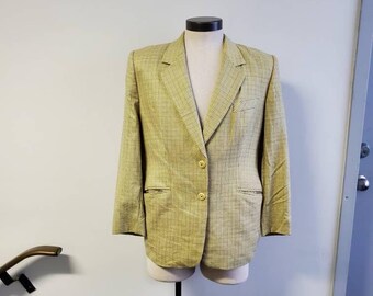 Vintage Clothing, Vintage Mens Wool Blazer  88% Wool 12/Silk, Vintage City Combi Delmod Brand, Yellow Suit Jacket, Men's Size Regular 44