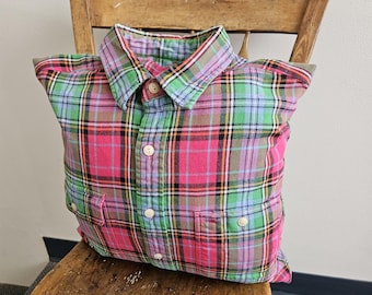 Upcycled Memory Pillow Cover (made with clothing from your loved one) Grief Support Comfort Pillow Cover, 16 X 16 inches square