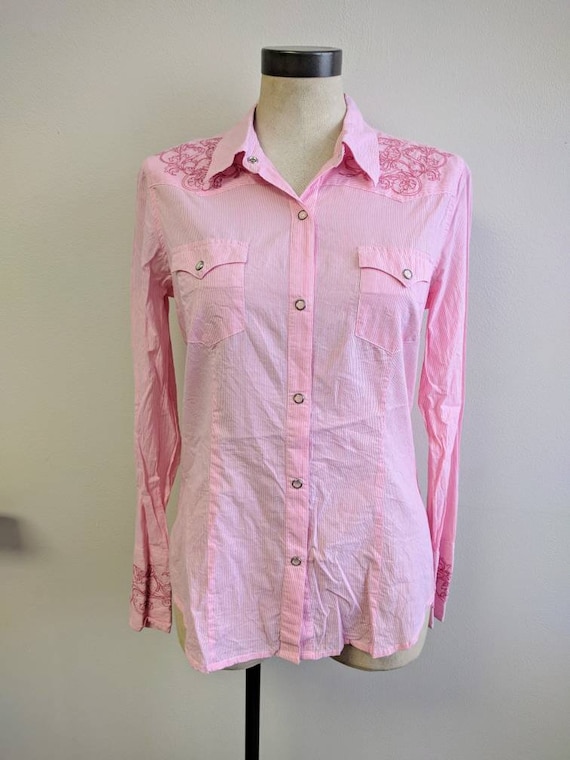 Vintage Clothing, Ladies Pink Western Shirt Pink … - image 2