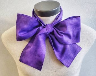 Upcycled Steampunk Clothing, Mad Hatter Bow Tie - Alice in Wonderland (Purple Cotton) Neck Tie, Handmade Bow Tie