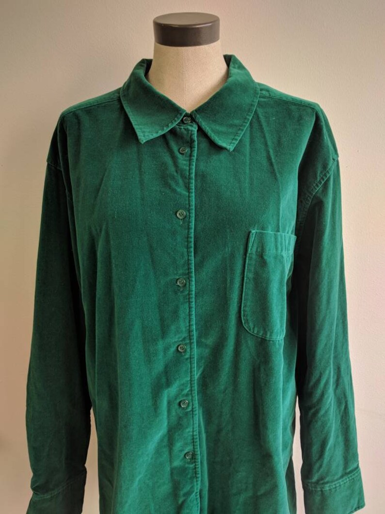Vintage Clothing Ladies Emerald Green Velvet Shirt Ladies | Etsy