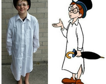 Upcycled Peter Pan Costume, John Darling Costume (White Night Shirt, Black Top Hat, Wire Rimmed Glasses) Youth Size 8, 10, 12
