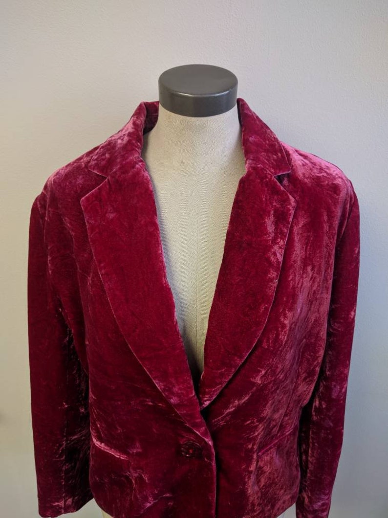 Pink Crushed Velvet Blazer Mantles Brand Vintage Clothing Dark Pink Velvet Jacket Ladies Size 14 Vintage Ladies Velvet Jacket