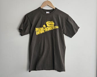 Vintage Clothing, Brown Graphic T-Shirt, Zombie Monkey Logo S/S T-Shirt, Fruit of the Loom Brand 100% Cotton Adult Size Small