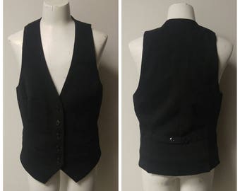 Steampunk Clothing Vintage Clothing, 1990s Vintage Black Vest, Ladies Black Vintage Vest Fully Lined, 5 Button Front Closure, Ladies Size 4