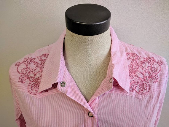 Vintage Clothing, Ladies Pink Western Shirt Pink … - image 3