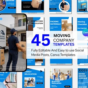 Moving Company Canva Templates, Relocation Service Instagram Posts, Movers Packers Storage Facebook Social Media Templates