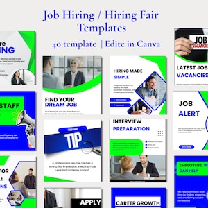 Hiring Canva Templates, Job Vacancy Recruitment Posts, Job Fair Recruiter IT Developer Instagram Facebook Social Media Kit