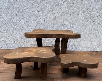 Whimsical Wavy Stands, Wooden Plant Stands, Solid Wood Stands, Kitchen Utensils, Office Decor