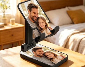 Personalized Photo Phone Stand | Custom Picture Desk Holder, Adjustable Foldable ABS Plastic
